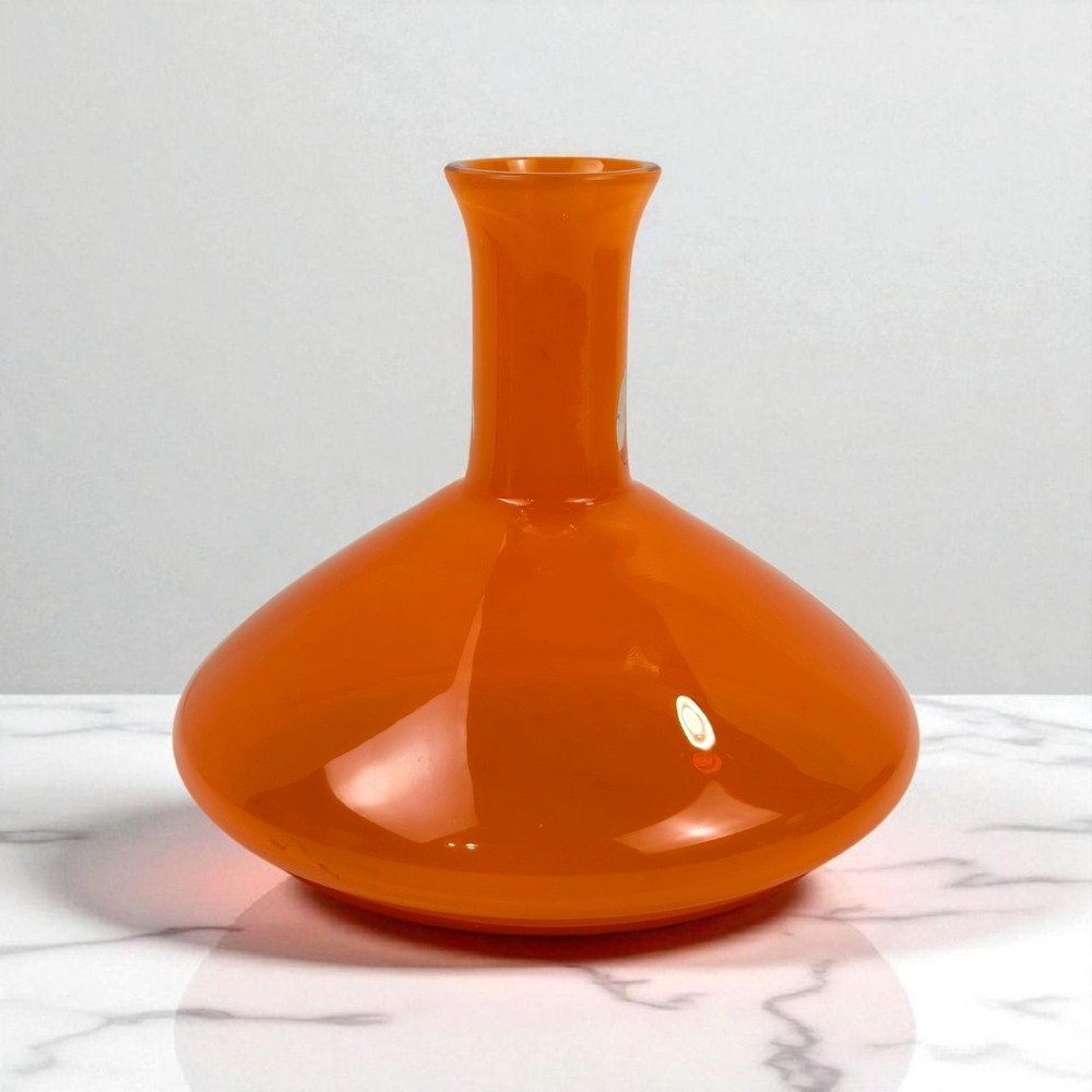 Blenko Translucent Orange Blown Glass 5" Decorative Bud Vase Bottle SEE VIDEO